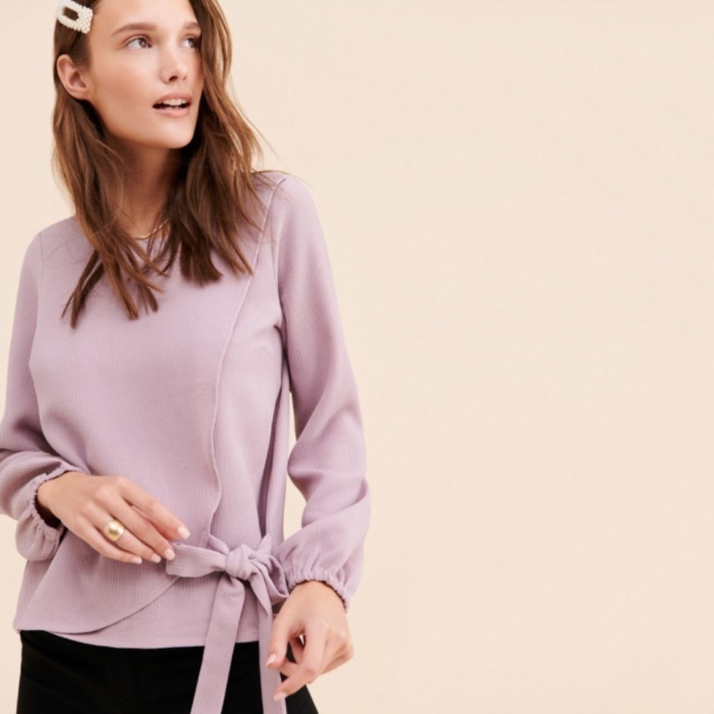 NWT Anthropologie Greylin Chelsea Textured Side Tie Faux Wrap Blouse